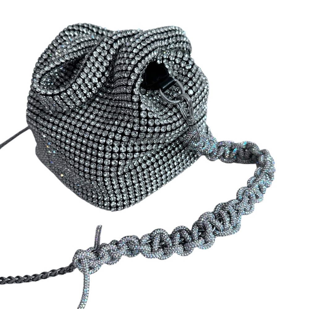 Slouchy Rhinestone Mini Bag removable strap chain MCBLING